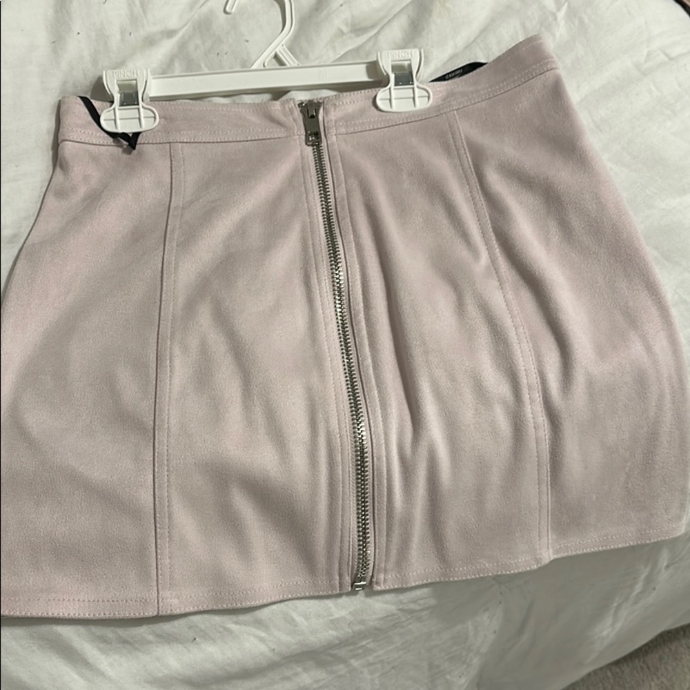 Pink suede skirt